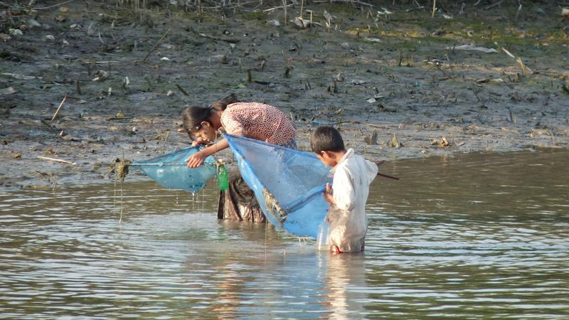 Fischen mit dem Handnetz Fischen mit dem Handnetz